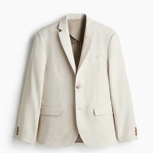 NIB H&M Men’s Slim Fit Linen-Blend Blazer - Light Beige / Oatmeal - Size 38R